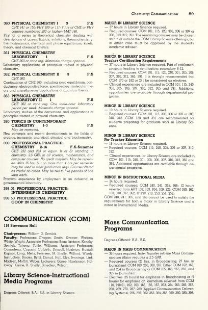 Course Catalog from 1984