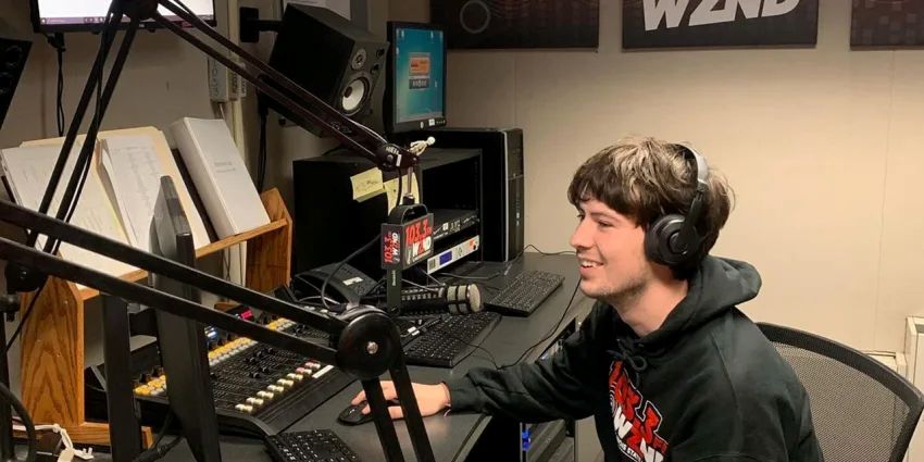 Student Logan Moeller at WZND